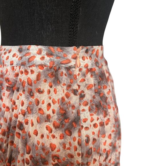 Pleated Skirt Womens Small Leopard Print Fall Colors Midi Skies are Blue - Picture 6 of 11